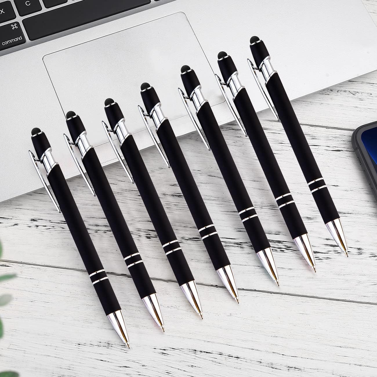 12 Pieces Black Ballpoint Pen with Stylus Tip, 2 in 1 Stylus Pen, Premium Metal