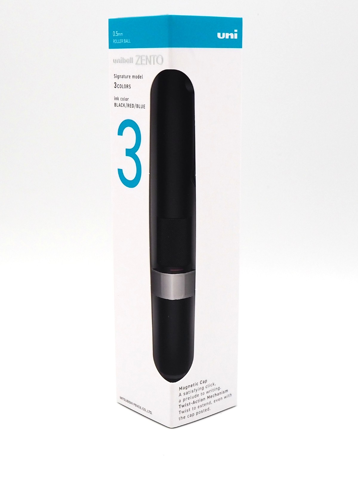 uni-ball ZENTO Signature 3-Color Ballpoint Pen 0.5mm Matte Black UBE3-ZHR-05