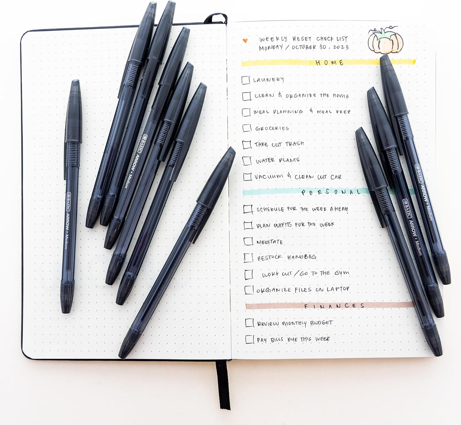 Arrow Ballpoint Pens, 1.0 Mm Medium Point Black Color Stick Pen, Smooth Writing