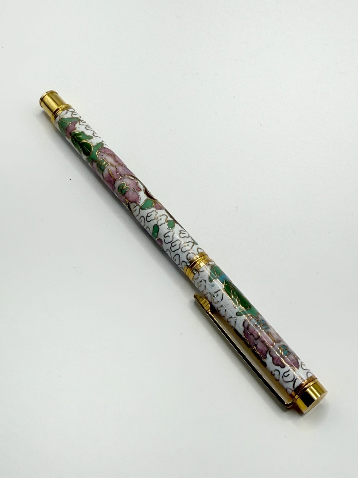 Vintage Cloisonne Enamel Ballpoint Pen – Floral Design