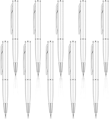 BBTO Mini Metal Ballpoint Pens 10pcs Small Pocket Clip Gel Ink Silver Office Pen