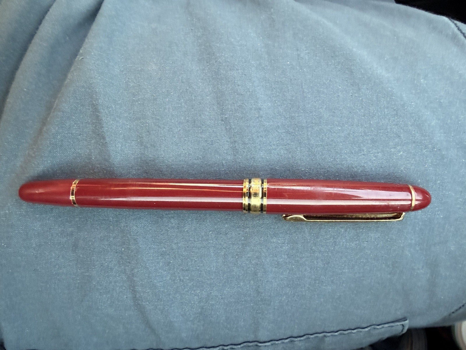 Executive Ballpoint Pen Burgundy Gold Trim looks like Homage Style