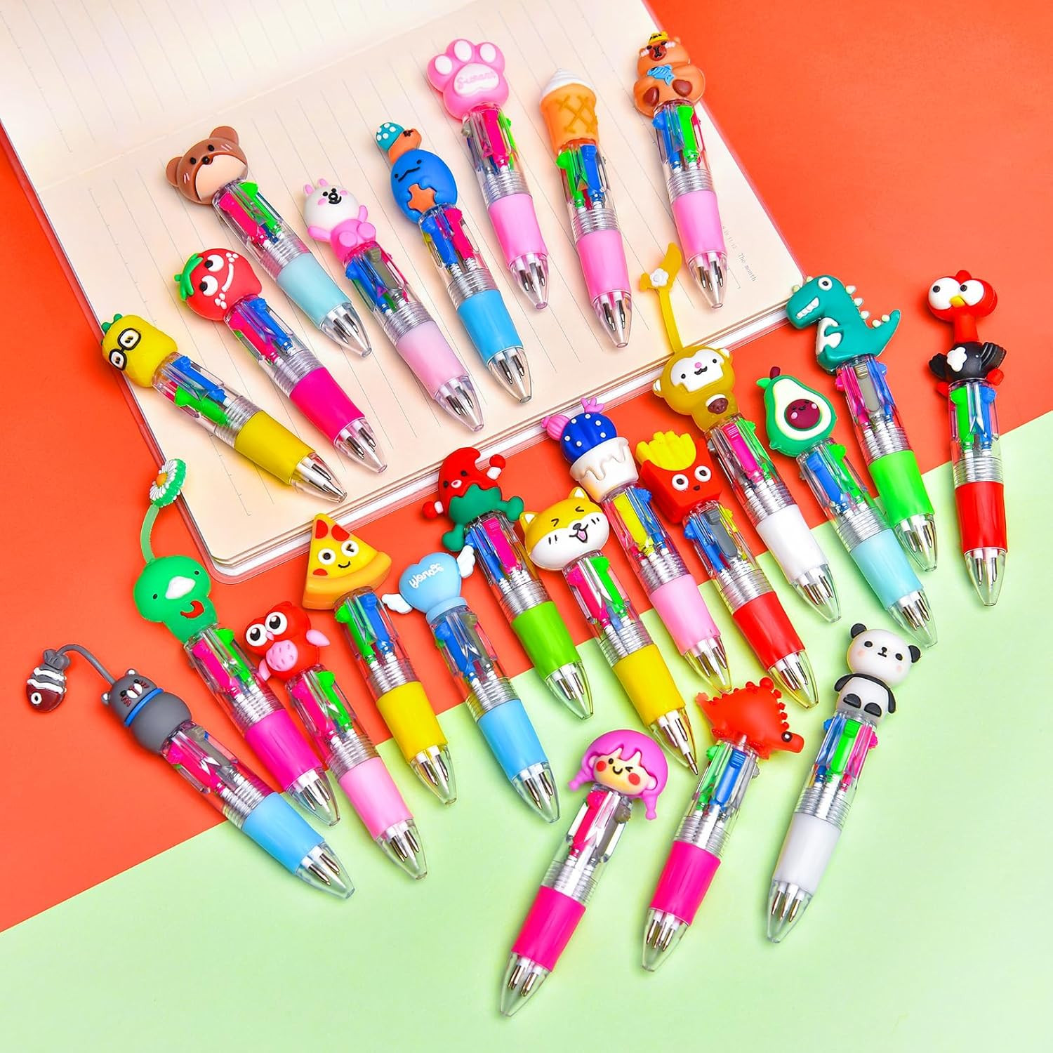 60Pcs Mini Multicolor Pens in One 4-In-1, Cute Pens Bulk for Party Favors, Back