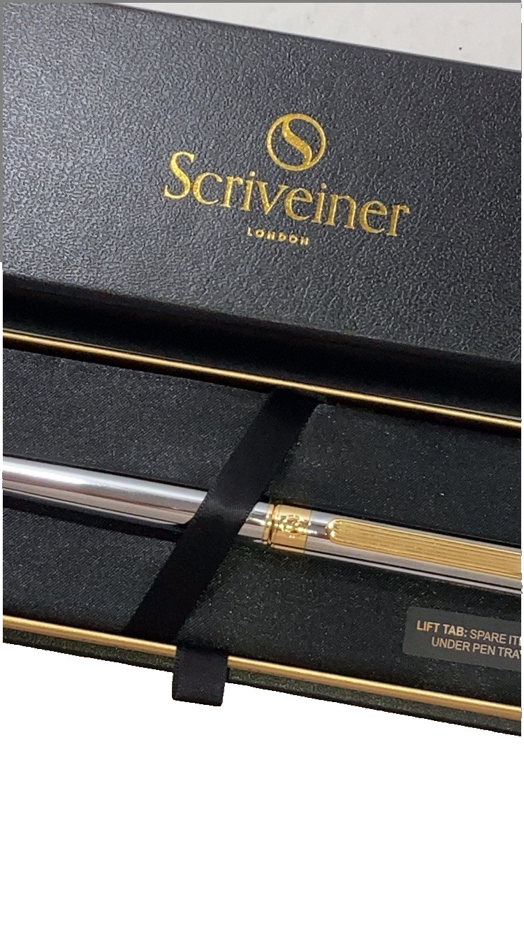 Scriveiner Chrome GT Luxury ballpoint Pen Boxed Unused Black ink