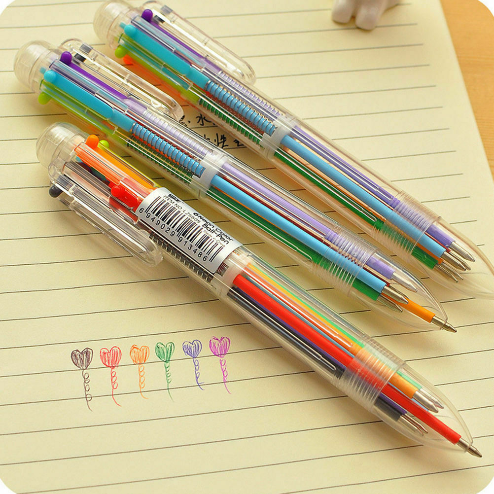 Wholesale 10PCS Multi-color 6 in 1 Ballpoint Pens Kids School Office Pen Supply