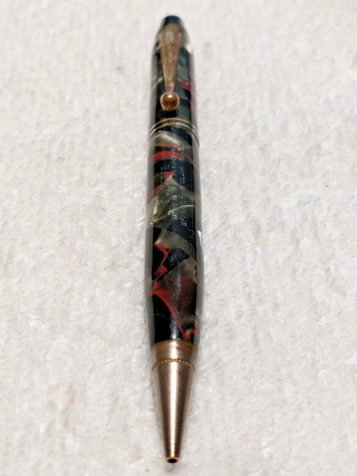 PARKETTE VINTAGE CELLULOID MECH PENCIL BLACK GREY SILVER RED COLLECTIBLE ANTIQUE