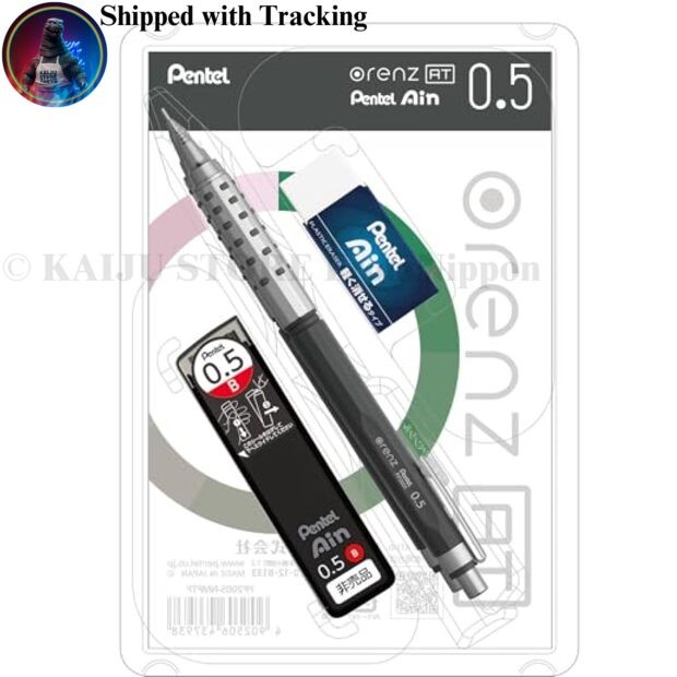 Pentel Orenz AT Mechanical Pencil Gray 0.5mm Lead Eraser Set