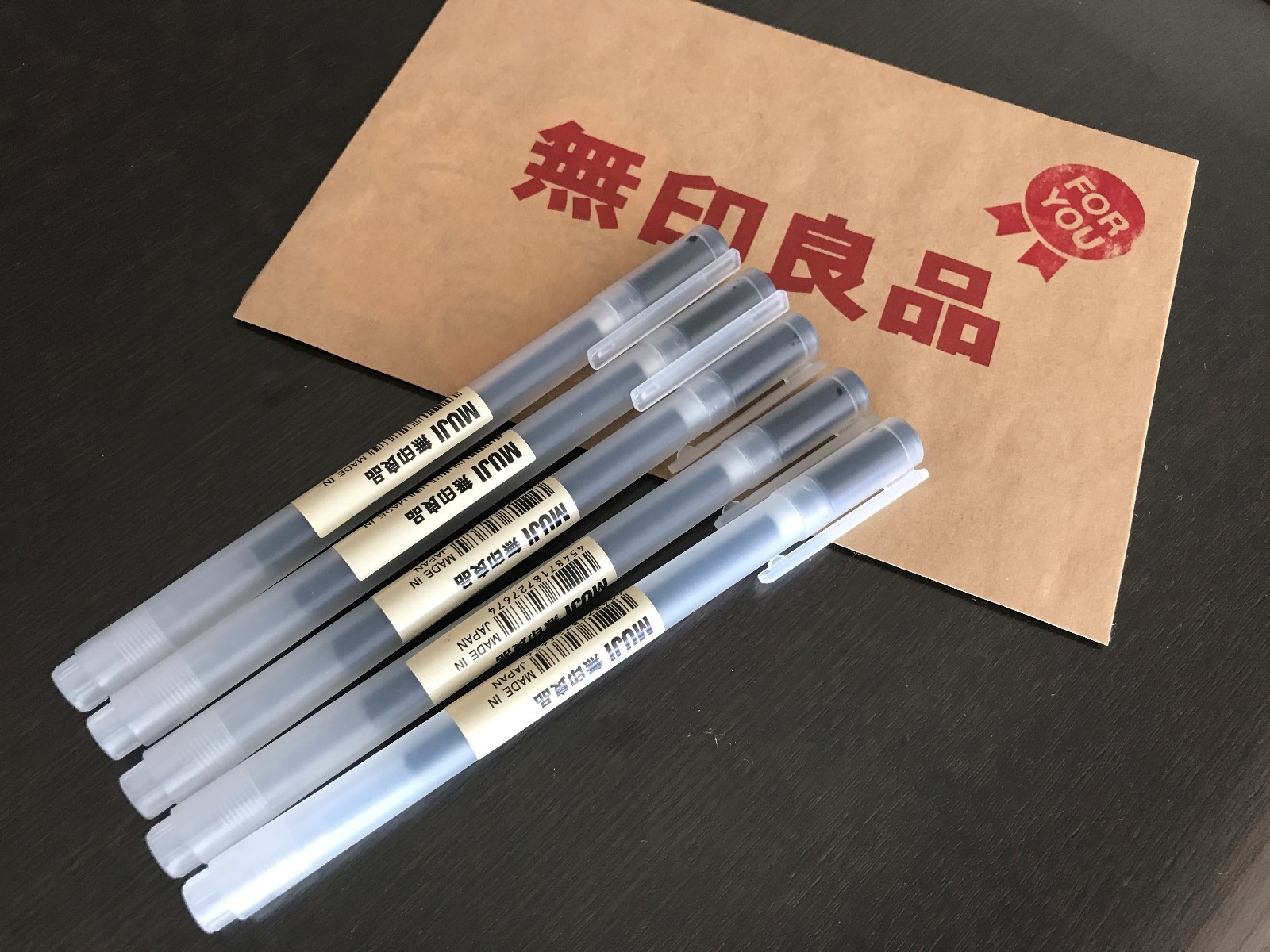 MUJI MoMA 0.38mm Non-Toxic Gel Ink BLACK 5 Pens from Osaka Japan