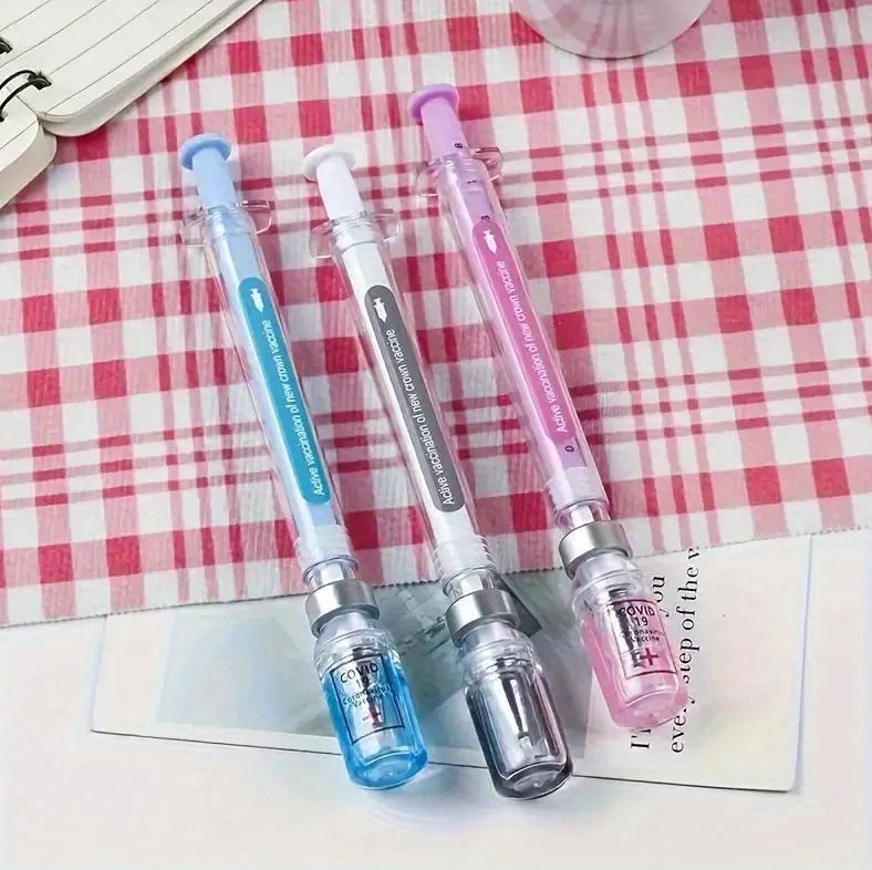 5PCS Color Random Belt Syringe Neutral Gel Shaped Pen, Signature Ballpoint Pen,