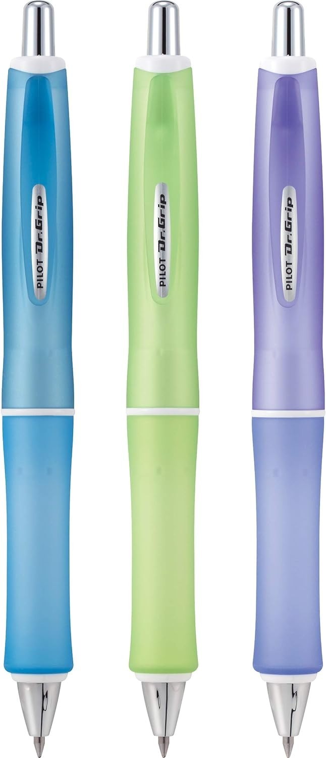 3-Pack Dr. Grip Frosted Refillable Retractable Ballpoint Pen in Black Ink