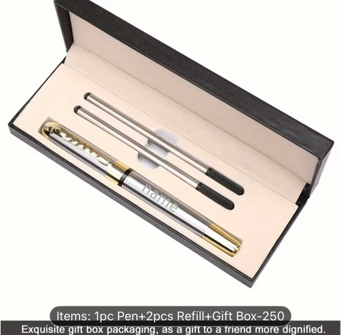 1pc metal neutral pen +2pcs refill + gift box, personalized high-end business