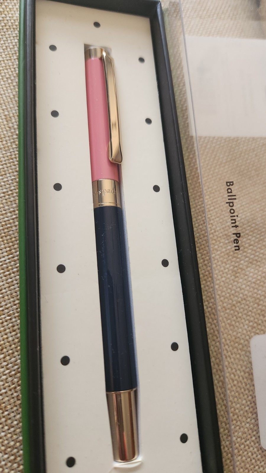 Kate Spade New York Colorblock Ballpoint Pen Gold Accent Metal Cap New in Box