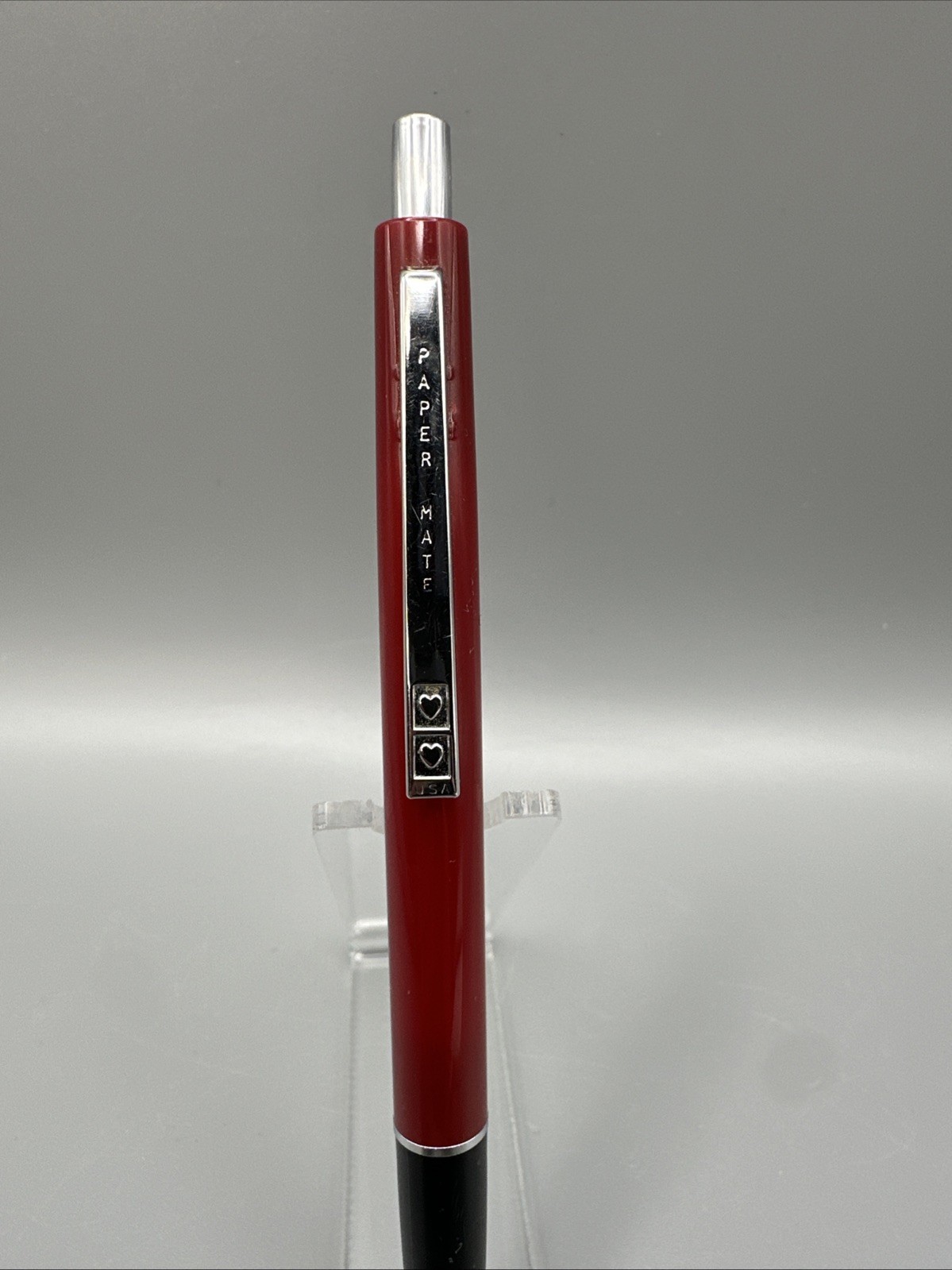VTG Paper Mate Powerpoint Ball Pen Red Black Double Heart Tu Tone Rare 1385