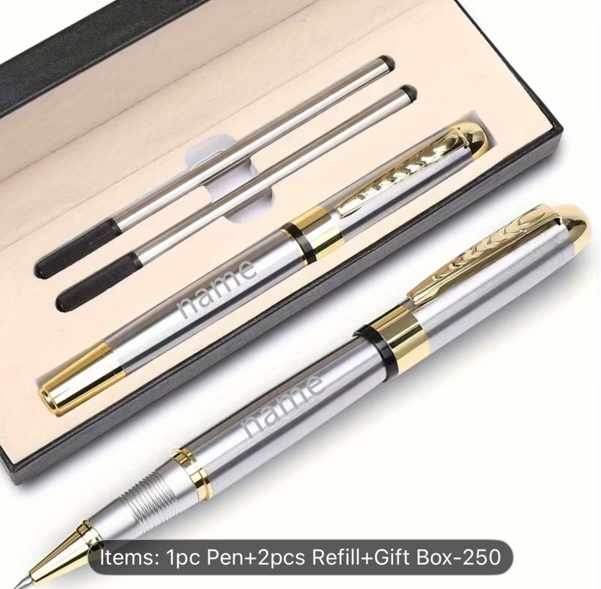 1pc metal neutral pen +2pcs refill + gift box, personalized high-end business
