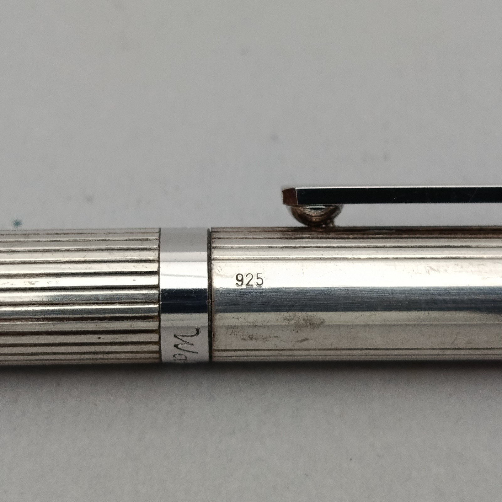 WALDMANN STERLING SILVER 925 TWIST PINSTRIPE BALLPOINT PEN VINTAGE EXCELLENT