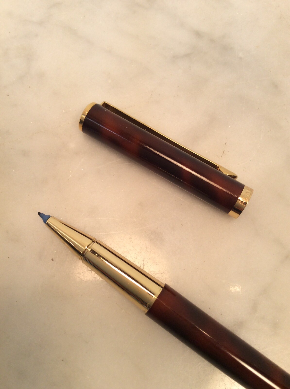 Vintage RONSON Ballpoint Pen Brown Marble Germany