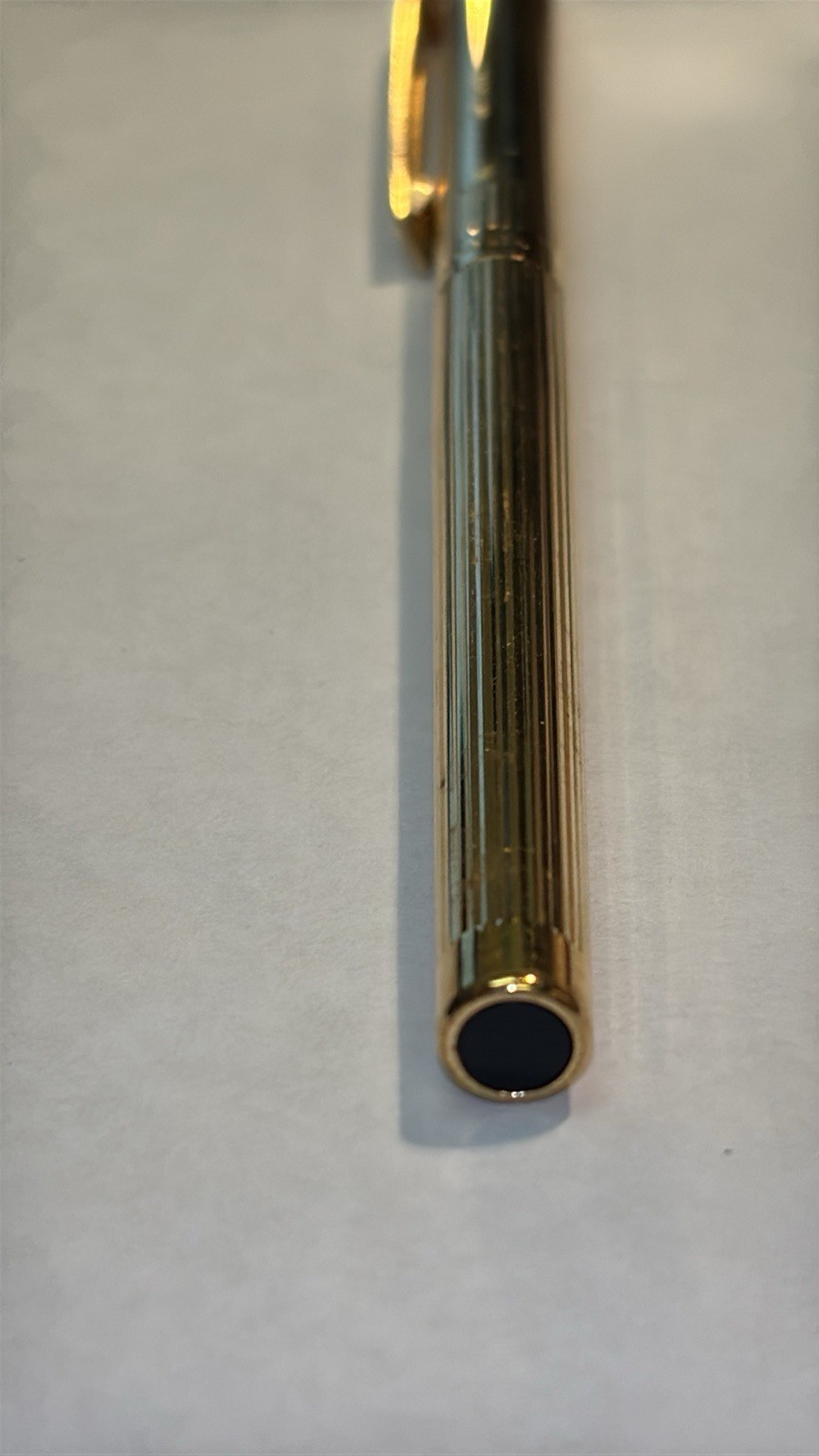 Vintage SHEAFFER TARGA 1005 Imperial Brass Fluted 14K Gold F Nib Fountain Pen