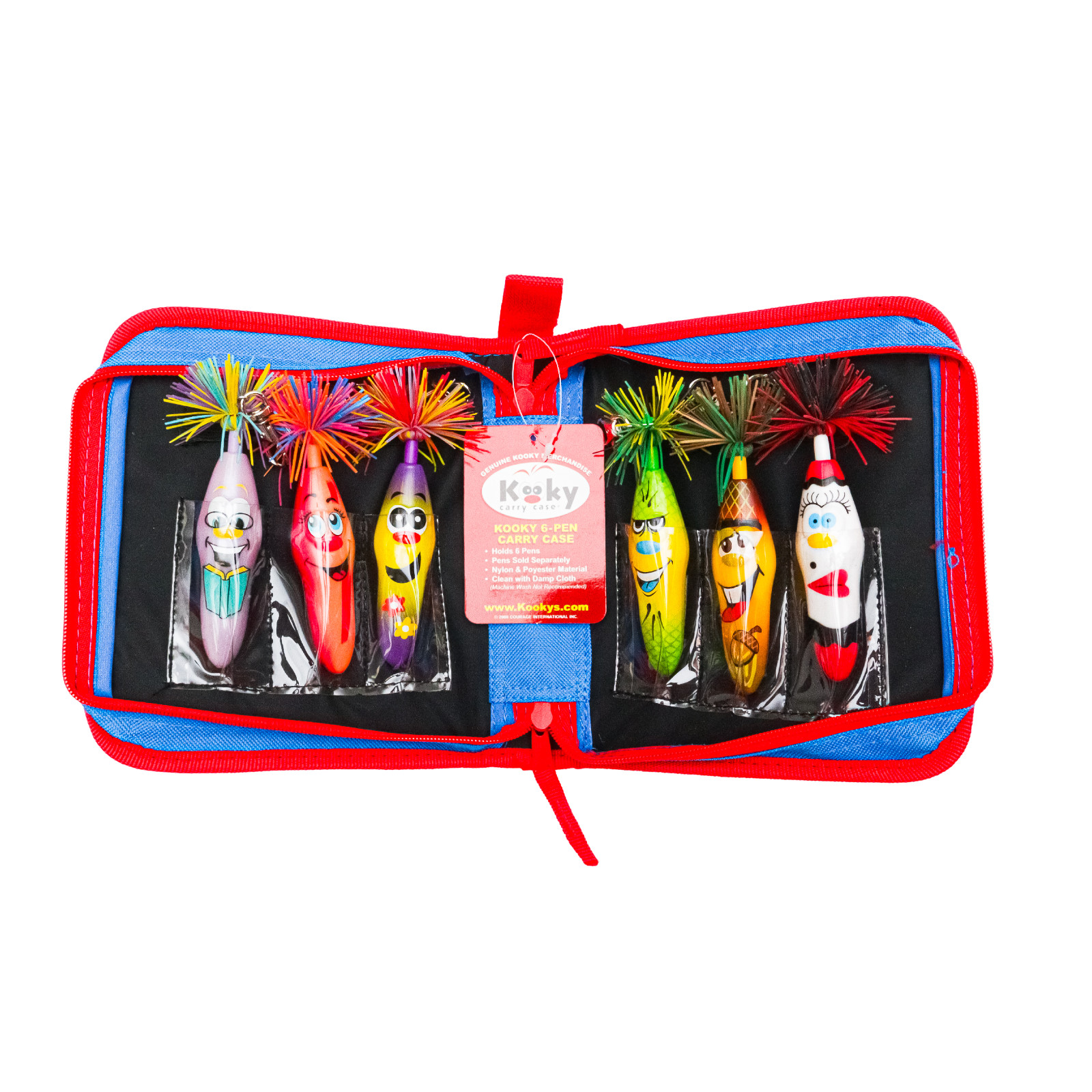 Kooky Klicker Pens Blue Red 6 Pen Case w/ Assorted Random Pens
