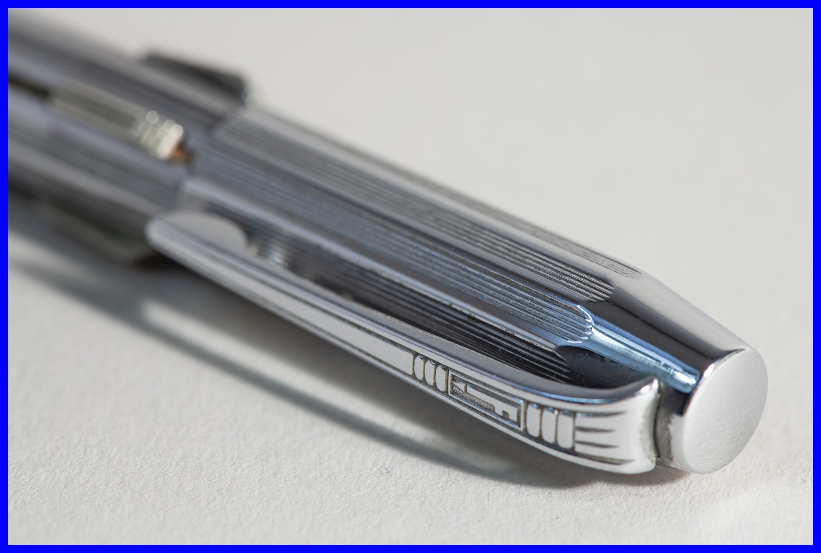 1960s FEND 4 Color Ballpoint Pen In Steel Chrome With Slide Mechanism New Leads