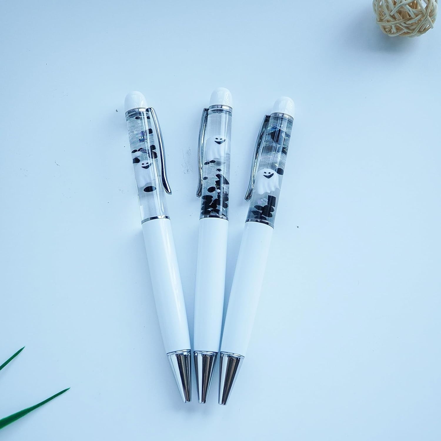 Stylish Ghost White Fun Pen with Floating Stones – Perfect Gift for All Ages