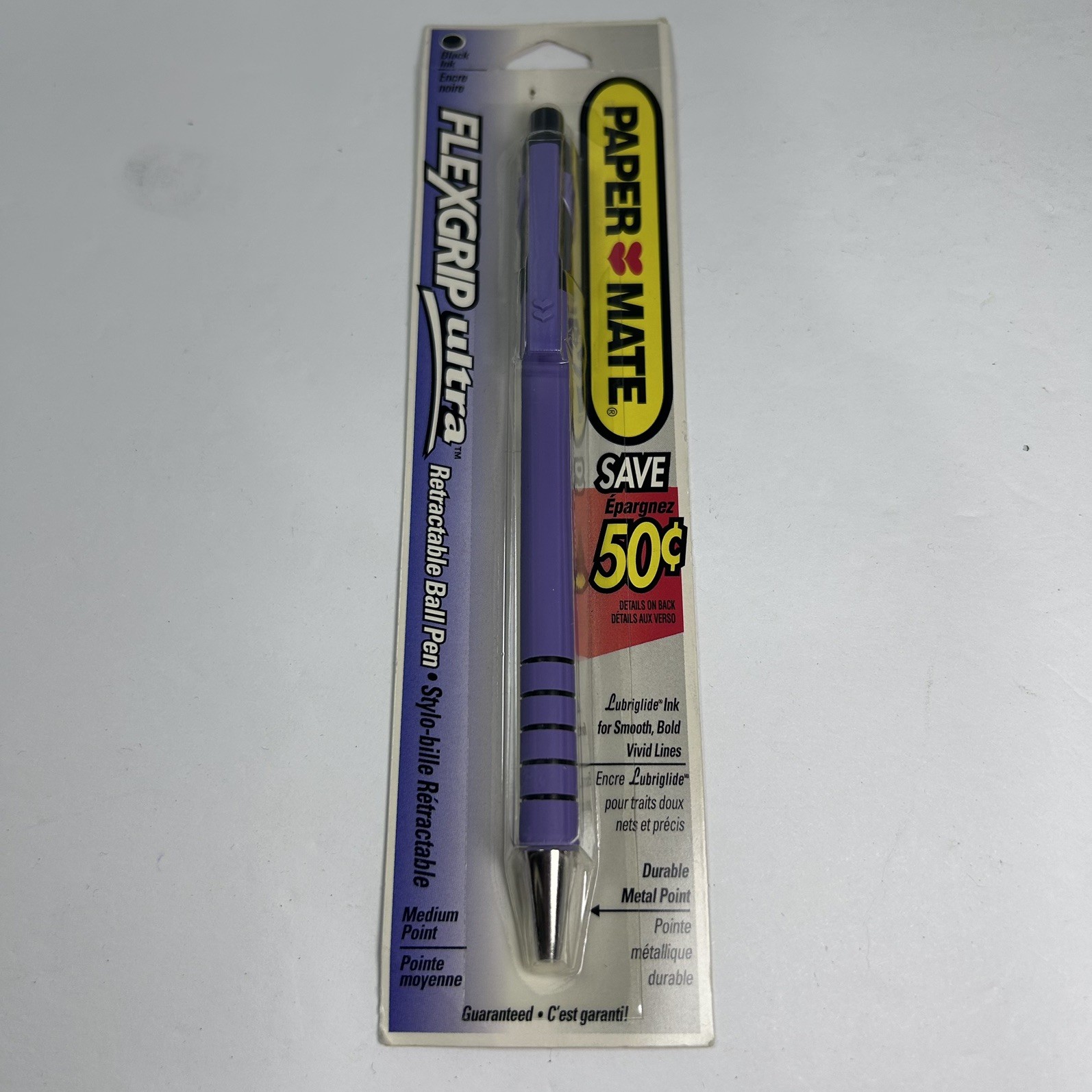 Vintage Paper Mate Flexgrip Ultra Ball Pen Black Ink Purple Barrel ~ Sealed