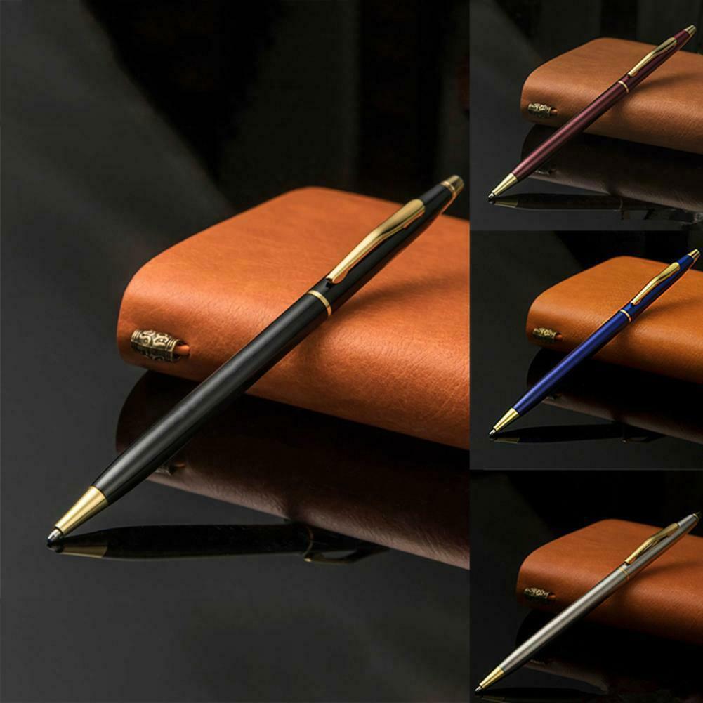 Luxury Full Metal Ballpoint Pen 1mm Black Ink Gel Pen Stationery Office Student