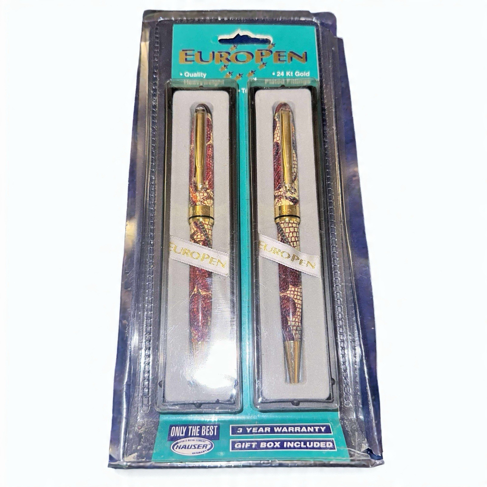Europen Set Of Two Brass Body And 24kt Gold Plated Fittings Pens NWT