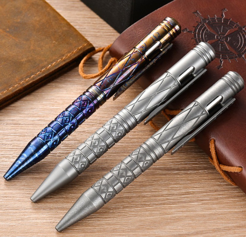 Handmade Titanium Ballpoint Pen Business Office Signature Writing EDC Pocket Pen