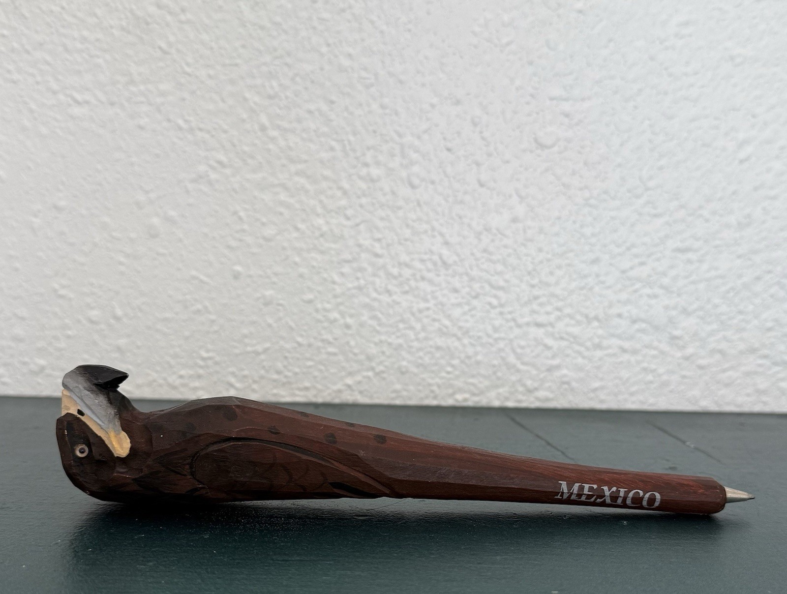 Brown Eagle Wood Carved and Painted Pen Mexico Playa Del Carmen Souvenir