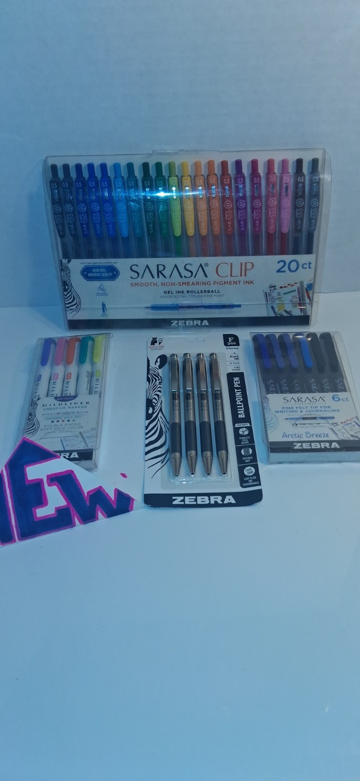 Huge Lot Art 🎨 Zebra Sarasa 20 Gel Pens, mildliner Zebra 301 Total 35 Pens 🐸