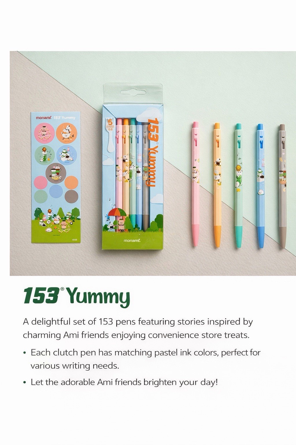Monami 153 Story Pen Set 20pcs Korean Cute Stationery Smooth Writing Gift Set