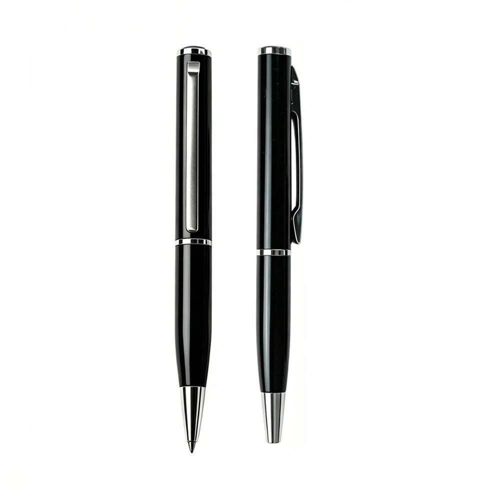 Mini Metal Retractable Ballpoint Pen 0.7mm Pocket Travel Black Blue Ink