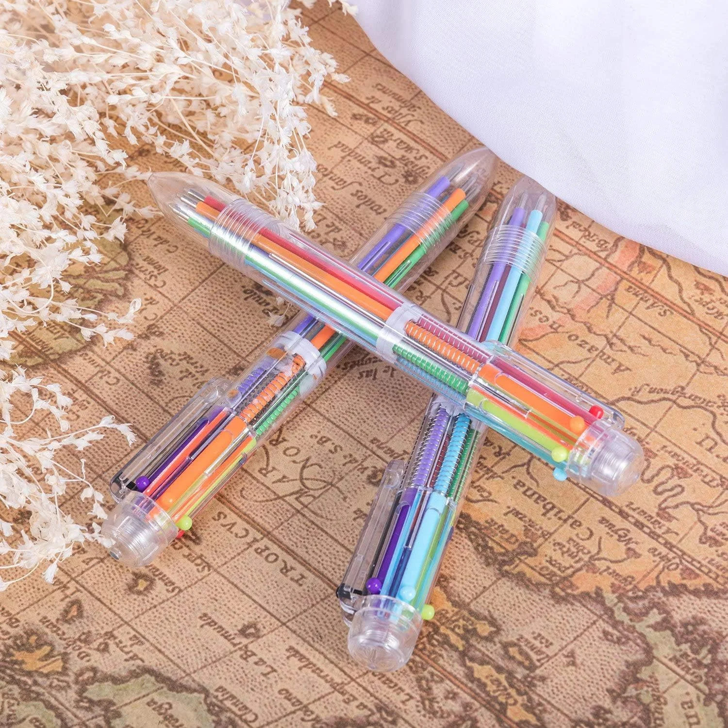 6 Pack Multicolor Pen, 6-Color Retractable Ballpoint Pens, Fun Pens | 0.5mm 6-in