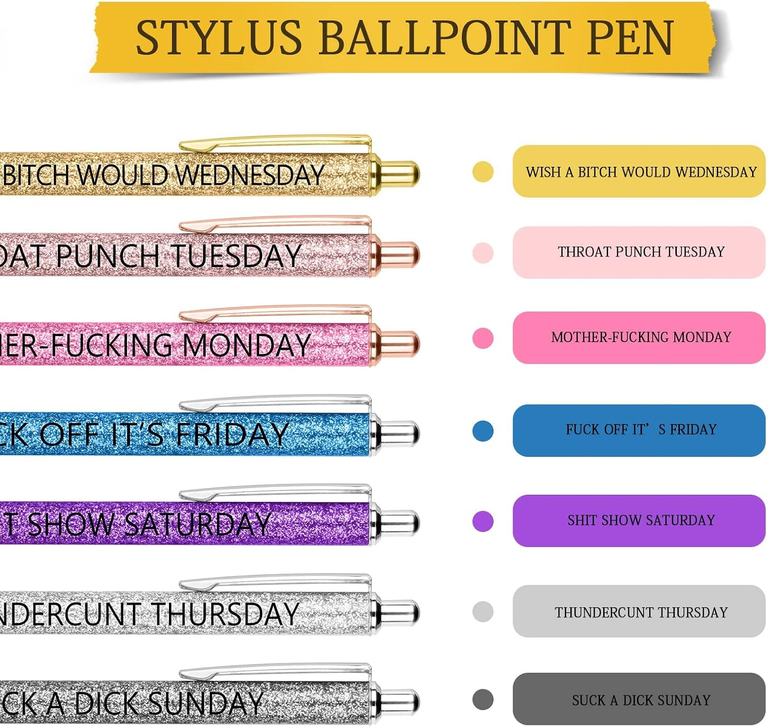Funny Pens Seven Days of The 1 Count (Pack 7) Week
