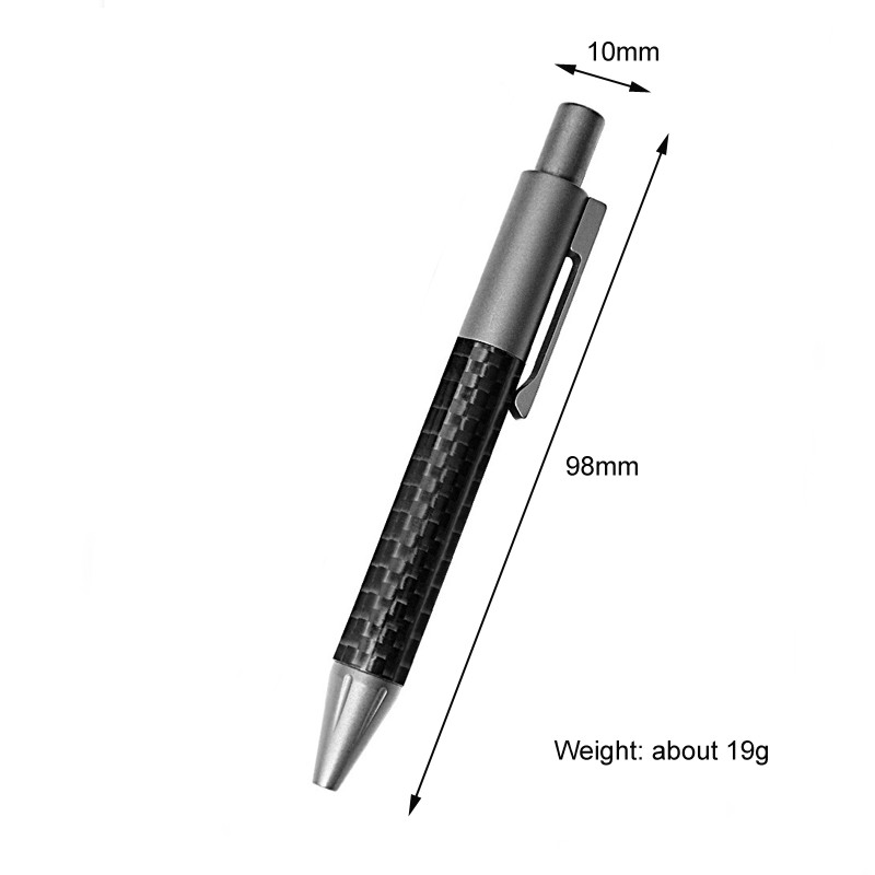 Mini Pocket Titanium + Carbon Fibre Ballpoint Pen Signature Pen w/ 2pcs Refills