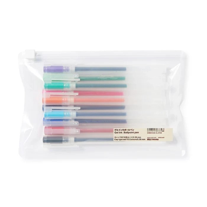 Muji Gel Ink Ballpoint Cap Pen 10 Color Set