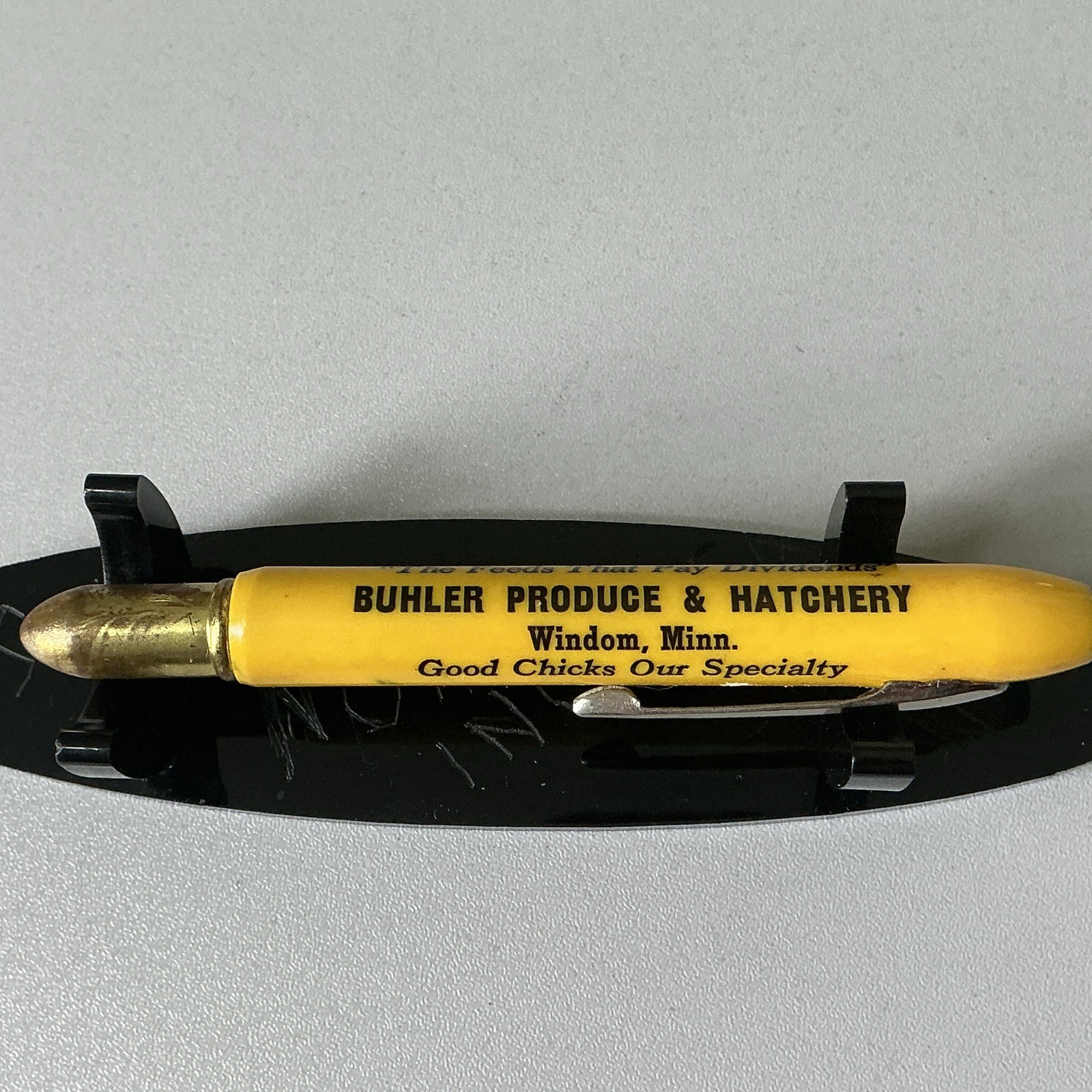 Rare VTG Bullet Pen Buhler Produce & Hatchery Windom MN Golden Sun Red Top Y47