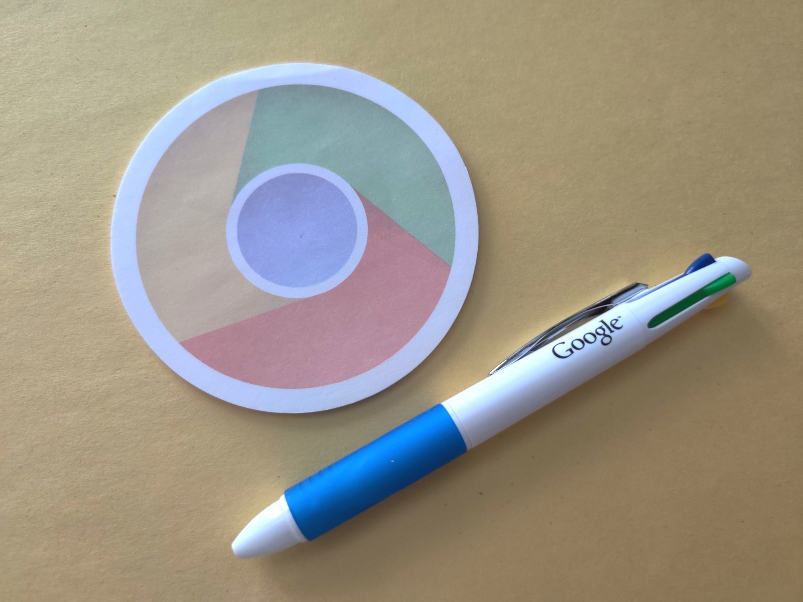 New Google 4 Color Ballpoint Pen Blue Green Red Yellow Ink Post-it Note Pad