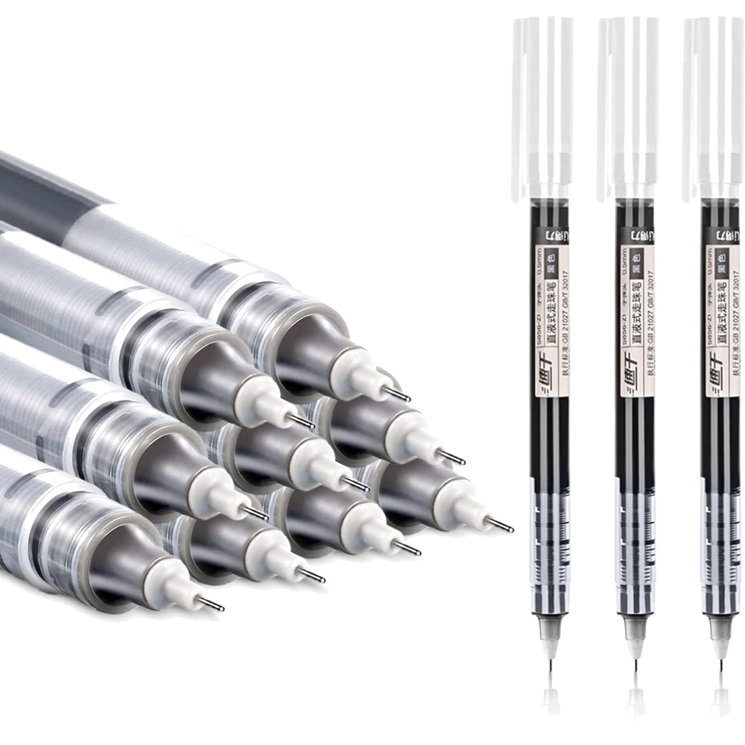 12 Pieces Black Rolling Ball Pens Quick Dry Ink 0.5 mm Extra Fine