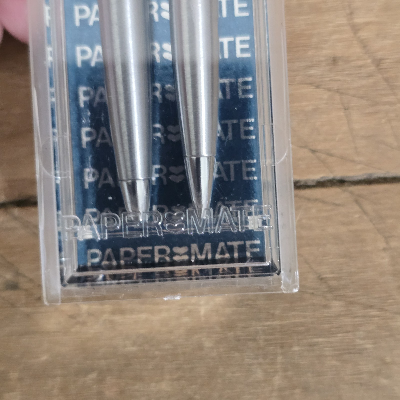 Vintage 1980 Paper Mate Double Heart Chrome Pen & Pencil Set With Case USA