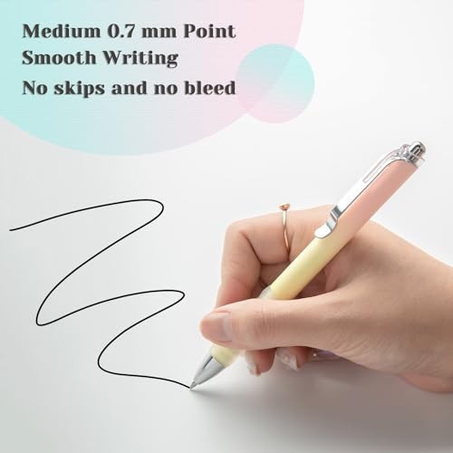 Gel Pens Fine Point 0.7mm Black Ink Gel Pen Retractable Cute Pens for 12-count