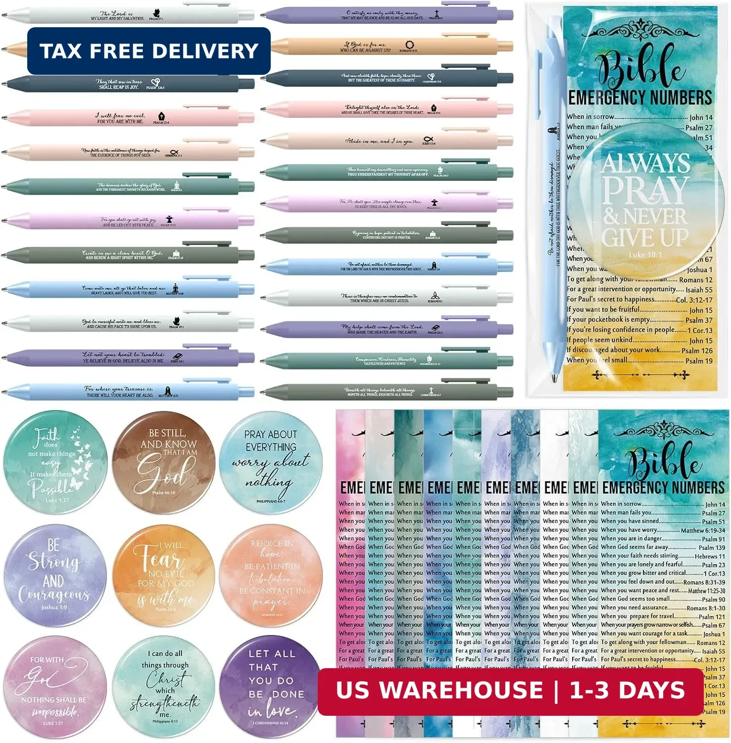 25 Sets Christian Gifts Bulk for Church Bible Verses Ballpoint Pens Rel