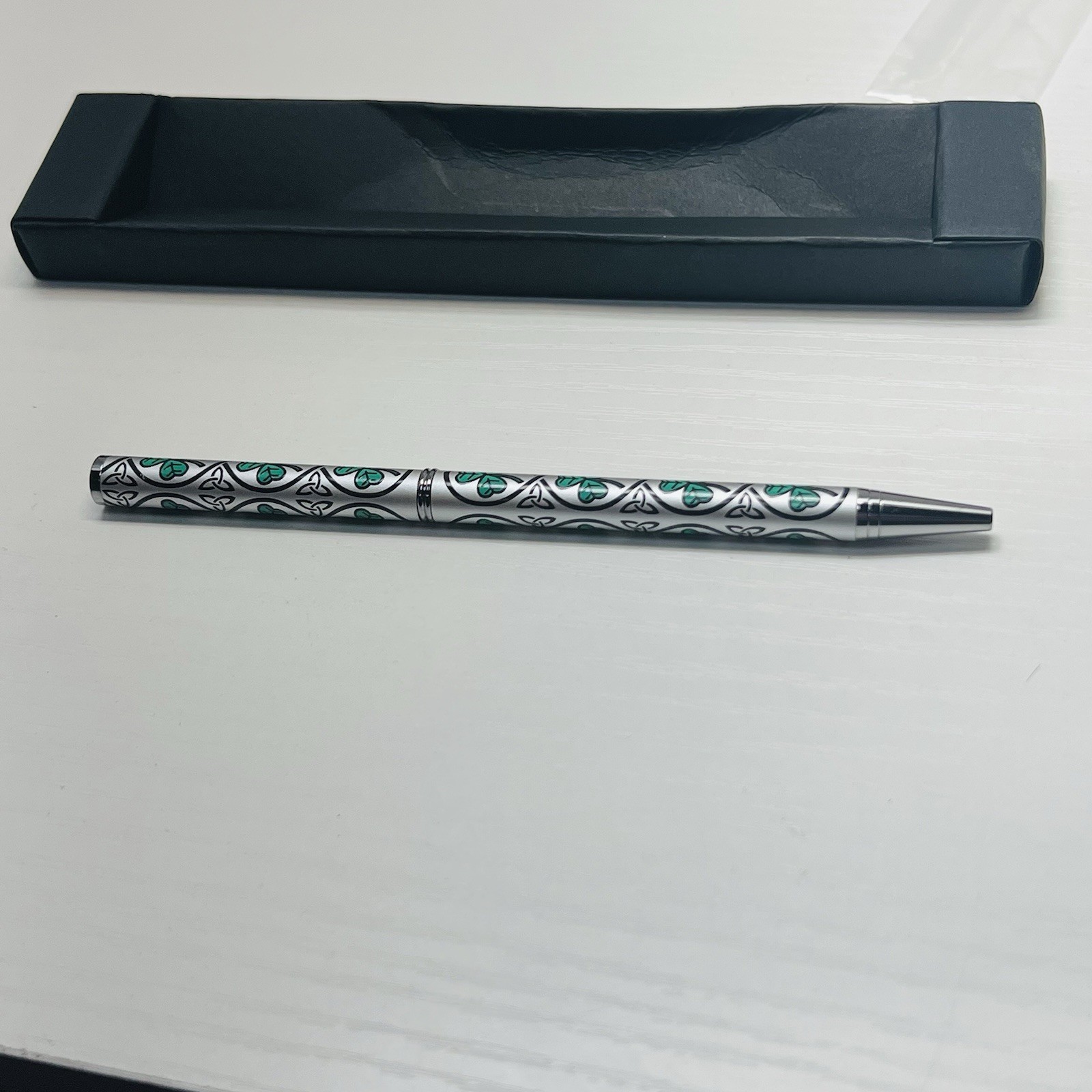 Celtic Lands Collection 3 Leaf Clover Pen By Sea Gems Silver Metal W/ Box TESTED