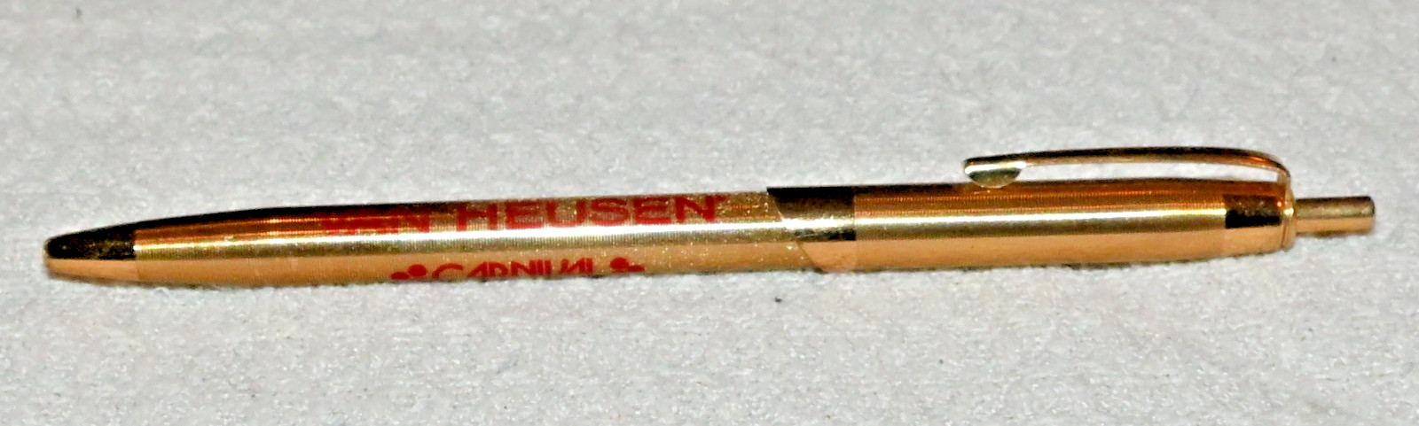 True Salesman’s Sample Ritepoint Ballpoint Pen both Van Heusen + Carnvial logos