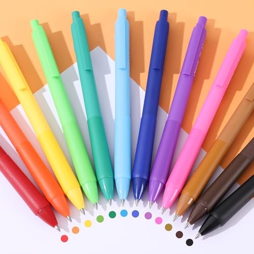 Colored Gel Pens,12 Pcs,0.7mm Fine Point | Retractable, Quick-Dry Multicolor