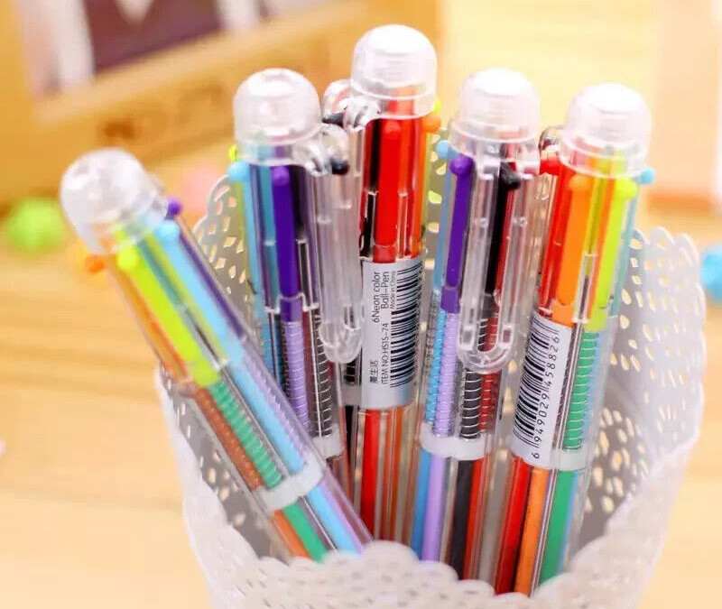 5X Ballpoint Pen Multi-color 6 in 1 Party Favors Teacher School Kids Office A4