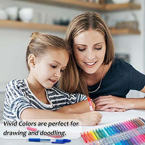 Colored Gel Pens, Retractable Gel Ink Pens with Grip, Medium 24 Colors