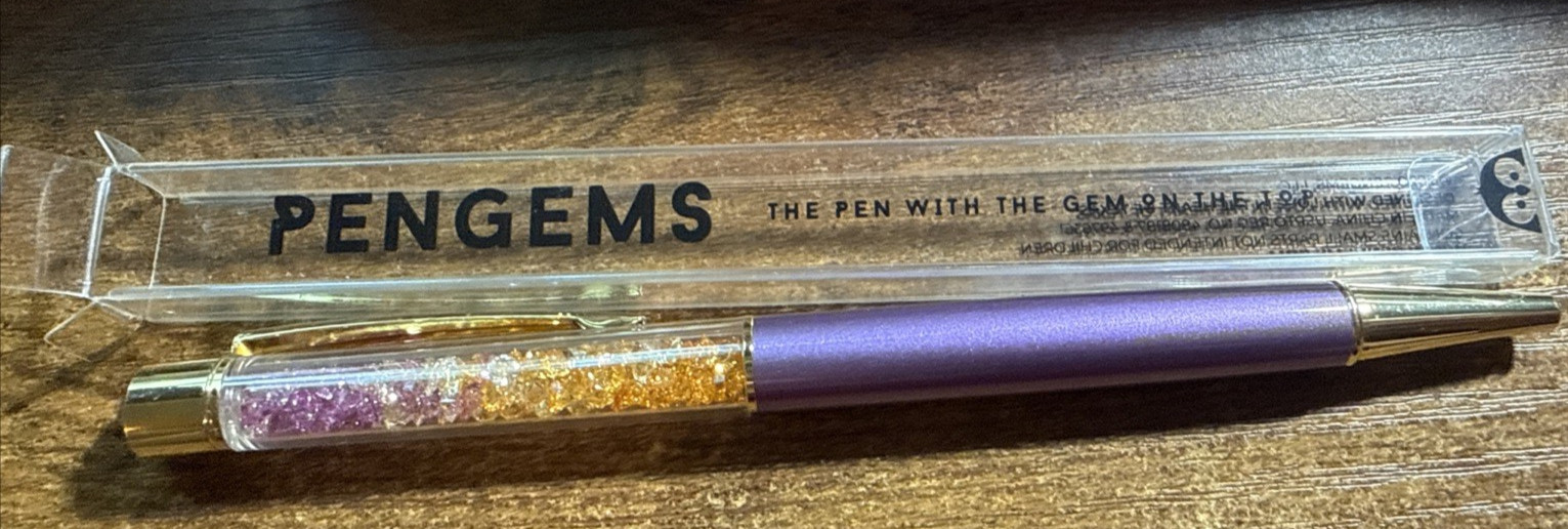 PenGems Pen with Gem – Purple with gold Tip