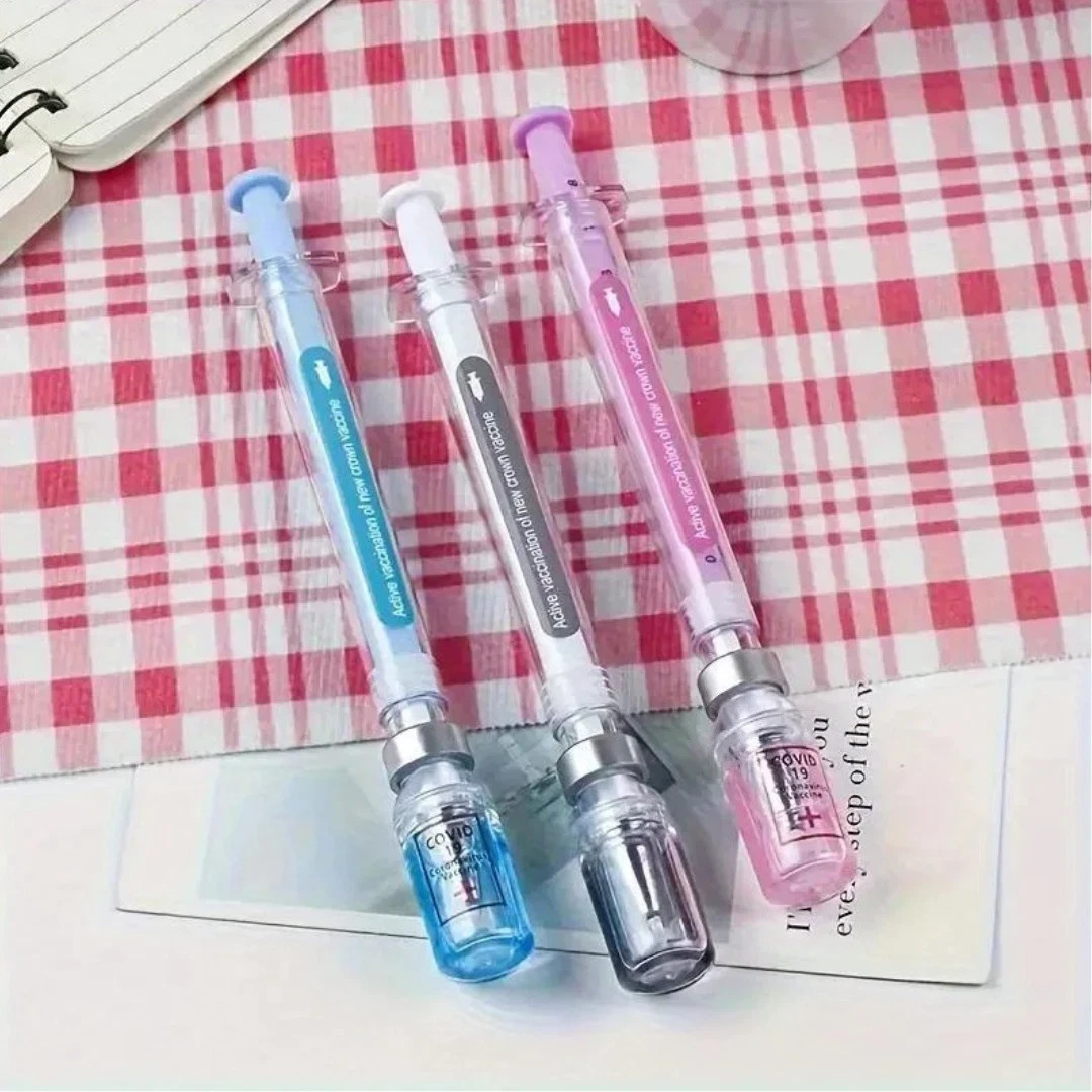 5PCS Random Color Belt Syringe Shaped Gel Neutral Pen, Signature Ballpoint Pen,