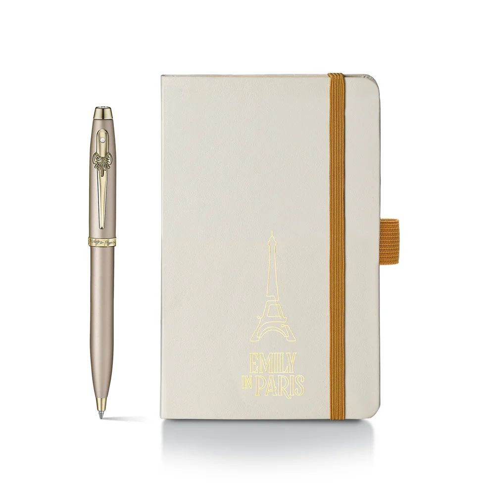 Sheaffer x Emily in Paris Ballpoint Pen in Champagne Gold and A6 Notebook
